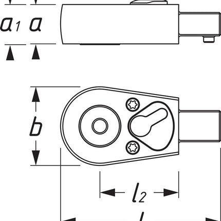 Cricchetto reversibile con inserto Hazet 6408 ( 8000463095 ) 9 x 12 mm 1/4 "