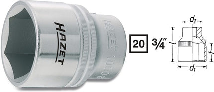 Bussola Hazet 1000 ( 8000466302 ) 3/4 ″ esagono lunghezza 68,5 mm