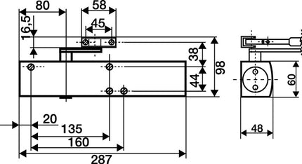 GEZE chiudiporta a forbice TS 4000 ( 3000255073 ) argento EN 1-6