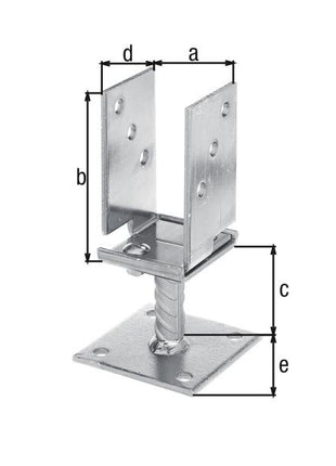 GAH Alberts U-post support ( 8002651500 ) 71 - 131x110x70x100mm width adjustable, for screwing on