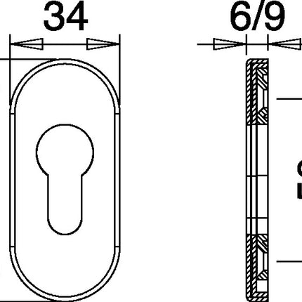 EDI Cliprosette coupe-feu 0813/6 ( 3000200047 ) Aluminium F12 Porte profilée