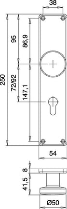 EDI Plaque de rénovation de bouton 344 Z ( 3000261363 ) acier inoxydable EST 72 mm PZ