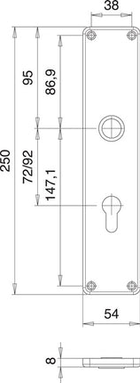 EDI Paire de panneaux de rénovation 220 H ( 3000261361 ) Acier inoxydable F00 Distance 92 mm