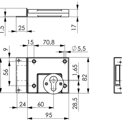 Serratura AMF con catenaccio 49 ( 3311021059 ) DIN sinistra/destra BB backset 60 mm