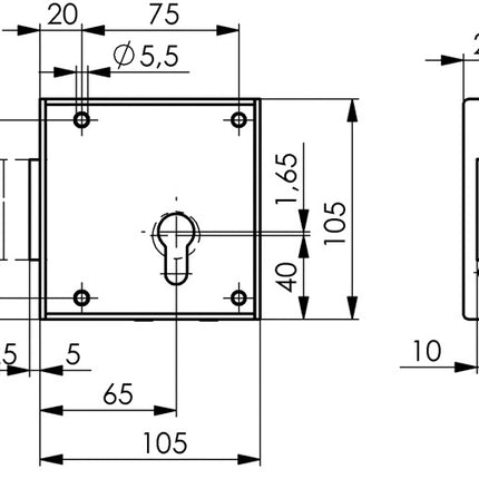 Serrure à pêne dormant AMF pour portes à claire-voie 100 ( 3311021062 ) DIN droite PZ dimension de l'axe 65 mm