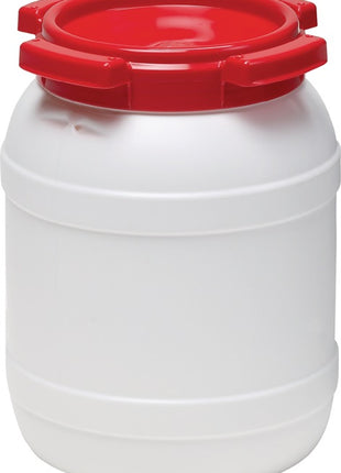 Fusto a collo largo ( 9000450100 ) 6,0 l PE bianco con coperchio rosso Apertura di riempimento Ø 136 mm