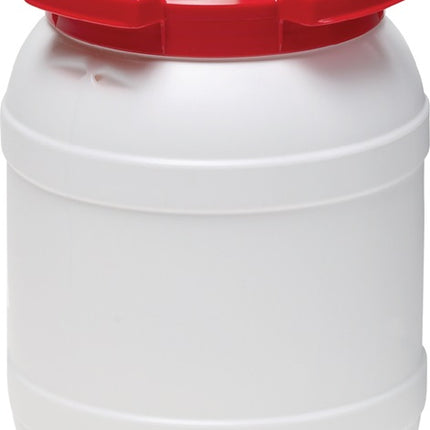 Weithalsfass ( 9000450100 ) 6,0 l PE weiß mit rotem Deckel Einfüllöffnung-Ø 136 mm