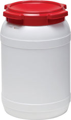 Fusto a collo largo ( 9000450102 ) 20,0 l PE bianco con coperchio rosso Apertura di riempimento Ø 203 mm