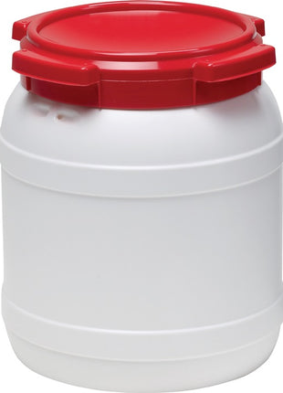 Fusto a collo largo ( 9000450101 ) 15,0 l PE bianco con coperchio rosso Apertura di riempimento Ø 204 mm