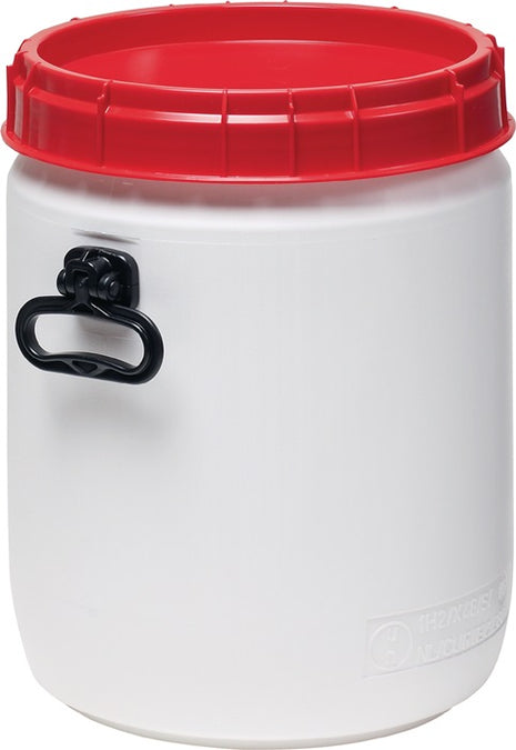 Fusto a collo largo ( 9000450112 ) 34 l bianco con coperchio rosso Apertura di riempimento Ø 296 mm