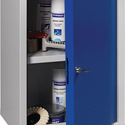 Armoire suspendue ( 9000453657 ) H600xL400xP300 mm tôle pleine, 1 fond gris clair, RAL 7035/bleu gentiane, RAL 5010