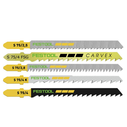 Festool Jeu de lame de scie sauteuse STS-Sort / 25 W pour bois (25 pièces) - 5x chacune lames WOOD Fine Cut, Wood Universal, Wood Straight Cut, Wood Curves, Wood Basic ( 204275 )