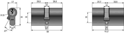 Cylindre double profilé ABUS C 73 N ( 3000280080 ) 40/65 mm Nombre de clés 3 combinaisons différentes