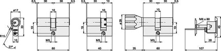 Profilo ABUS doppio cilindro EC660NP ( 3000280160 ) 50/60 mm Numero di chiavi 3 chiavi uguali