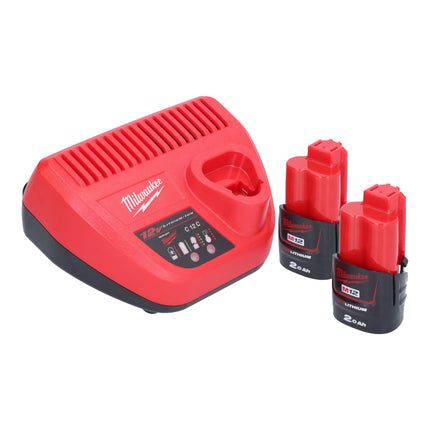 Milwaukee M12 SI-202 Pistolet sans fil 12 V 400 C tête verrouillable + 2x batterie 2,0 Ah + chargeur