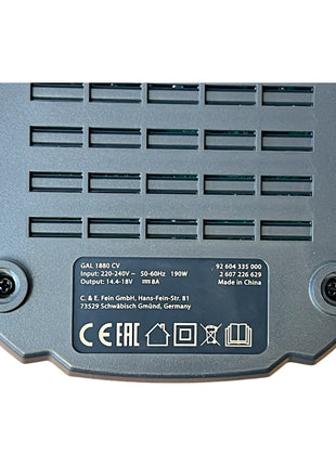 Fein GAL 1880 CV AS Fast charger Bosch AMPShare ( 92604335010 ) 8 Ah charging current for 14.4 V - 18 V Li-Ion battery