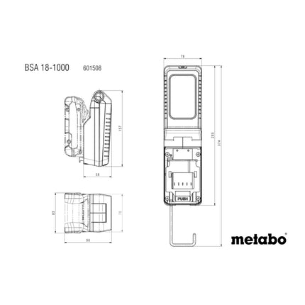Metabo BSA 18-1000 Projecteur de chantier sans fil 18 V 1000 lm + 1x batterie LiHD 4,0 Ah + chargeur