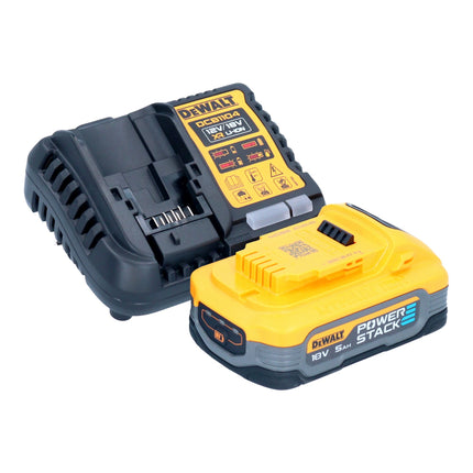 Smerigliatrice angolare a batteria DeWalt DCG 412 H1T 18 V 125 mm + 1x batteria Powerstack 5,0 Ah + caricabatterie + TSTAK