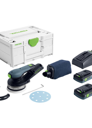 Festool ETSC 2 125 4 0 I Plus Akku Exzenterschleifer 18 V 125 mm Brushless 577736 2x Akku 4 0 Ah Ladegeraet Systainer 0 - toolbrothers