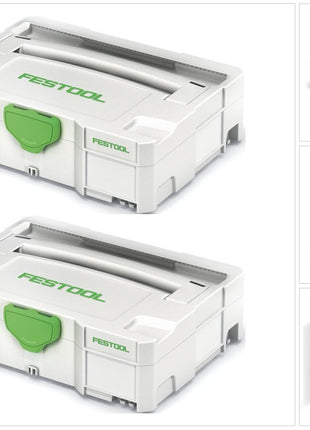 Festool 2 x Systainer T-LOC SYS 1 TL Werkzeug Koffer lichtgrau koppelbar ( 497563 ) - Toolbrothers