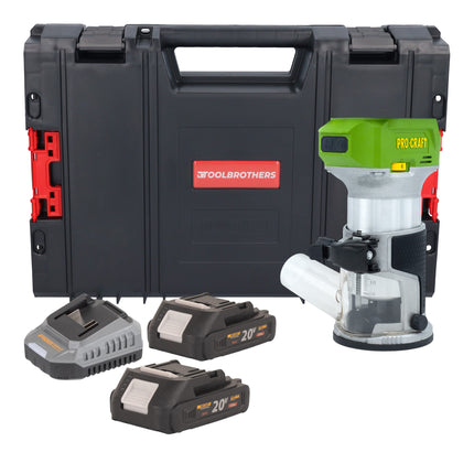 Procraft POB24bb Akku Multifunktionsfraese 20 V 6 8 mm Brushless 2x Akku 2 0 Ah Ladegeraet RHINO Toolcase 0 - toolbrothers