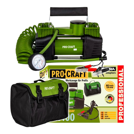 Procraft LK400 Luftkompressor 10 bar mit 12 V Anschluss Tasche 0 - toolbrothers