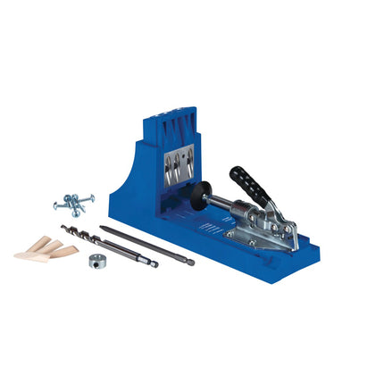 KREG Jig K4 Starter Set ( K4 ) Kit complet d'assemblage pour charpentier en bois avec gabarit de perçage K4, Foret étagé, Embouts, vis et chevilles.