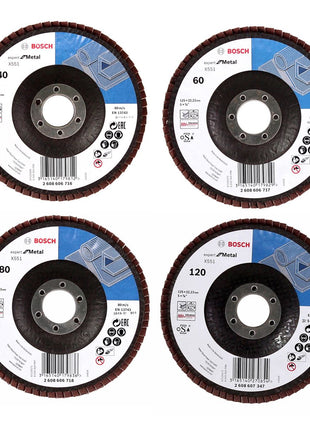 Bosch Fächerschleifscheiben Set X551 Expert for Metal 125mm, K40, K60, K80, K120 jeweils 10 Stück - Toolbrothers