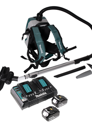 Makita DVC 261 PTX15 Akku Rucksackstaubsauger 36V (2x 18V) 2L Brushless + 2x Akku 5,0Ah + Ladegerät