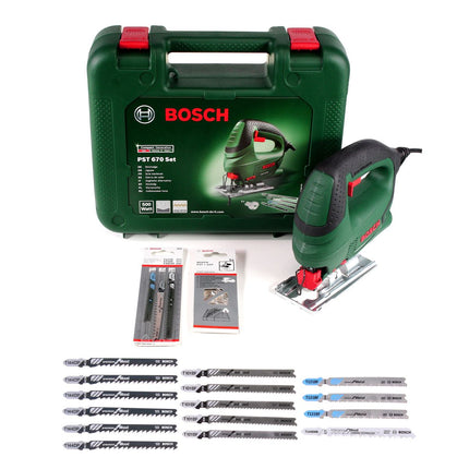 Scie sauteuse Bosch PST 670 (CT) 500W + 18x lames de scie sauteuse + coffret