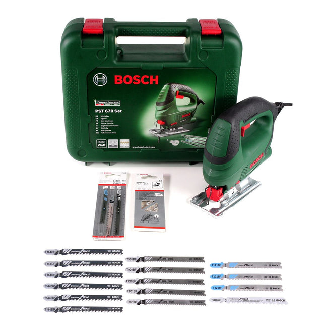 Bosch PST 670 (CT) Stichsäge 500W + 18x Stichsägeblätter + Koffer