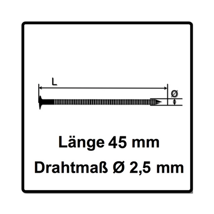 Bostitch IC70-1-E Druckluft Coilnagler CT38-70mm 4,9-7,0bar + Prebena Coilnagel 2,5x45mm Ringschaft blank