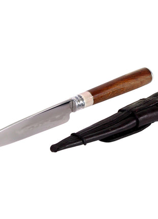 Serra Grande ''Chifre de Cervo'' coltello da cucina tradizionale brasiliano forgiato a mano lama di 12,7 cm con componenti in corno di cervo + fodero in vera pelle