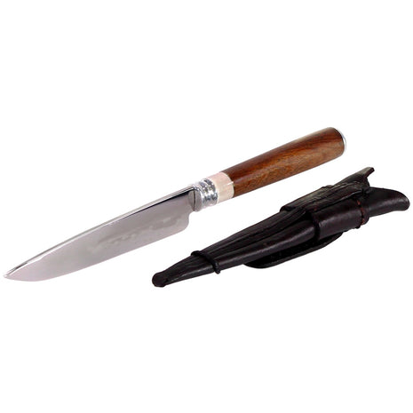 Serra Grande ''Chifre de Cervo'' coltello da cucina tradizionale brasiliano forgiato a mano lama di 12,7 cm con componenti in corno di cervo + fodero in vera pelle