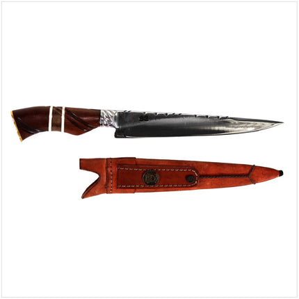 Serra Grande "Faca Bruta" traditionelles brasilianisches Küchenmesser Kochmesser handgeschmiedet INOX 6 mm  20,3 cm Klinge + echt Leder Messerscheide