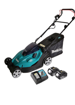 Makita DLM 431 RT2 tondeuse à gazon à batterie 36V (2x18V) 43cm + 2x batterie 5,0Ah + chargeur