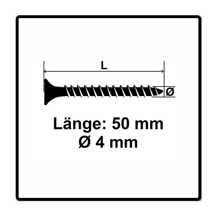 Vis pour panneaux d'aggloméré Fischer Power-Fast II FPF II 4,0x50 mm 200 pièces (670162) tête fraisée avec filetage complet Torx, galvanisées, passivée bleue