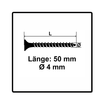 Vis pour panneaux d'aggloméré Fischer Power-Fast II FPF II 4,0x50 mm 500 pièces (670163) tête fraisée avec filetage complet Torx, galvanisées, passivée bleue