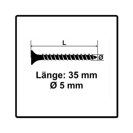 Fischer Power-Fast II FPF II Viti per pannelli 5,0x35 mm 500 pz. ( 670353 ) Testa svasata Torx, filettatura completa, elettrozincata, passivata blu