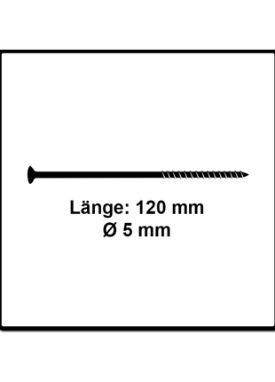 Fischer Power-Fast II FPF II Chipboard screw 5.0x120mm 200 pcs. Countersunk head, Torx drive, partly thread, blue zinc galvanized (670369)