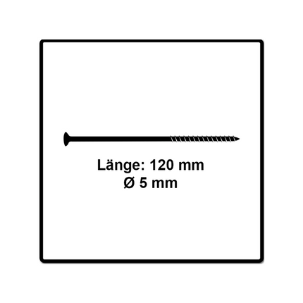 Fischer Power-Fast II FPF II Vis à bois aggloméré 5,0x120mm, 200 pcs., tête fraisée, empreinte Torx, filetage partiel, zingué et passivé bleu (670369)