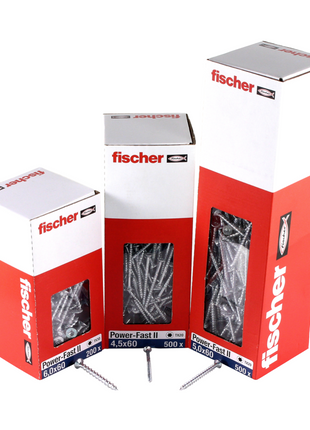Fischer Power-Fast II FPF II Chipboard screw 5.0x120mm 200 pcs. Countersunk head, Torx drive, partly thread, blue zinc galvanized (670369)