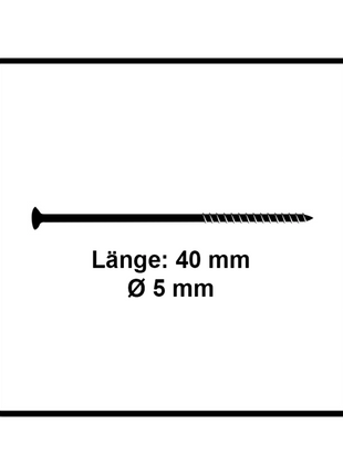 Fischer Power-Fast II FPF II Chipboard screw 5.0x40mm 500 pcs. Countersunk head with Torx drive, partial thread, galvanised, blue passivated (670373)