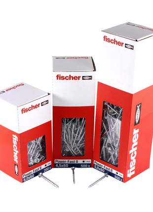Fischer Power-Fast II FPF II Chipboard screw 5.0x40mm 500 pcs. Countersunk head with Torx drive, partial thread, galvanised, blue passivated (670373)