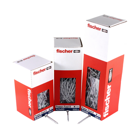 Fischer Power-Fast II FPF II Chipboard screw 5.0x40mm 500 pcs. Countersunk head with Torx drive, partial thread, galvanised, blue passivated (670373)