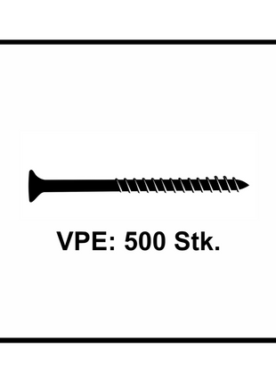 Fischer Power-Fast II FPF II Chipboard screw 5.0x40mm 500 pcs. Countersunk head with Torx drive, partial thread, galvanised, blue passivated (670373)