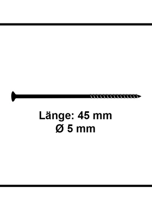 Fischer Power-Fast II FPF II Chipboard screw 5.0x45mm 500 pcs. Countersunk head with Torx drive, partial thread, galvanised, blue passivated (670375)
