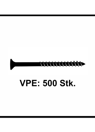 Fischer Power-Fast II FPF II Chipboard screw 5.0x45mm 500 pcs. Countersunk head with Torx drive, partial thread, galvanised, blue passivated (670375)