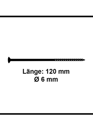 Fischer Power-Fast II FPF II Vis à bois aggloméré 6,0x120mm, Tête fraisée, Empreinte Torx ,Filetage partiel, Zingué blanc, Bleu passivé - 50 pcs. (670690)