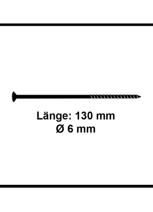 Fischer Power-Fast II FPF II Chipboard screws 6,0x130mm, Countersunk head, Inner Star Torx, Partial Thread, Zinc plated, Blue passivated - 100pcs. (670691)